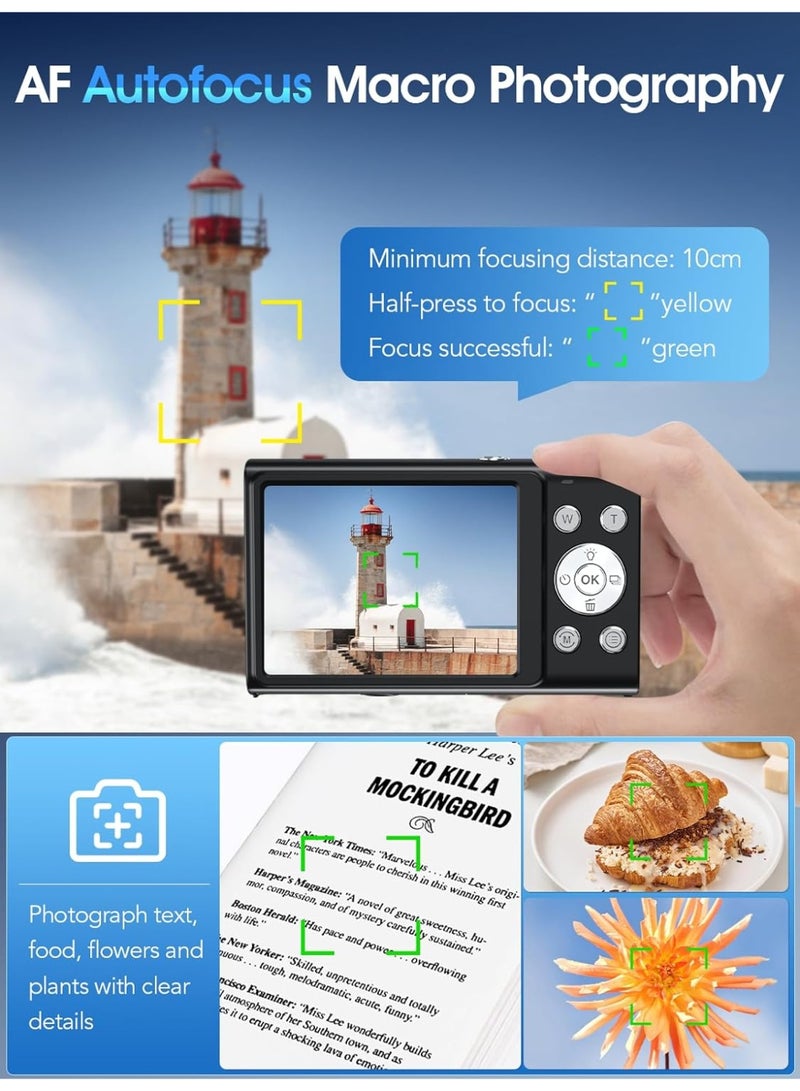 Makrystorm Digital Camera, Autofocus UHD 4K Vlogging Camera with 64GB Card, 48MP 16X Digital Zoom Digital Camera - Image 5