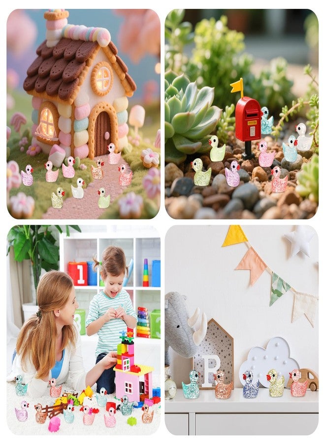 BeadRiver 240PCS Mini Glitter Ducks Resin Tiny Ducks for Miniature Landscape Plastic Small Animal Little Figures for Hide Prank Fairy Garden Accessories Dollhouse Aquarium Decor - Image 4