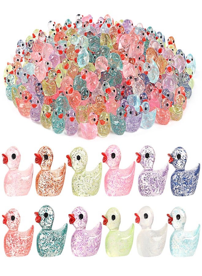 BeadRiver 240PCS Mini Glitter Ducks Resin Tiny Ducks for Miniature Landscape Plastic Small Animal Little Figures for Hide Prank Fairy Garden Accessories Dollhouse Aquarium Decor - Image 1