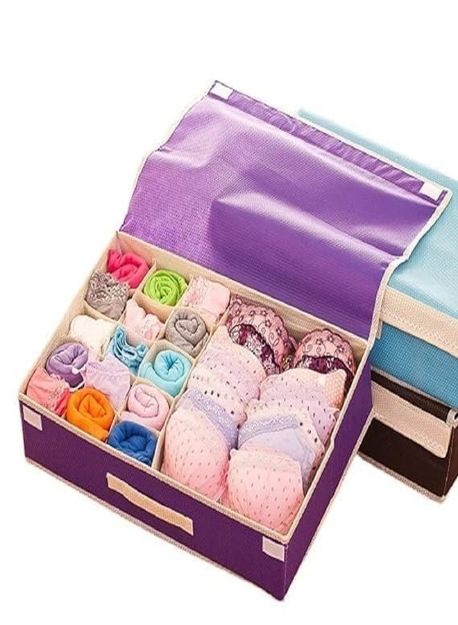 JIGVA 15+1 ‑Compartment Foldable Lingerie Organizer – Compact Fabric Bin for Bras, Panties, Socks – Perfect Under‑Drawer & Closet Storage, Multuicolor - Image 1