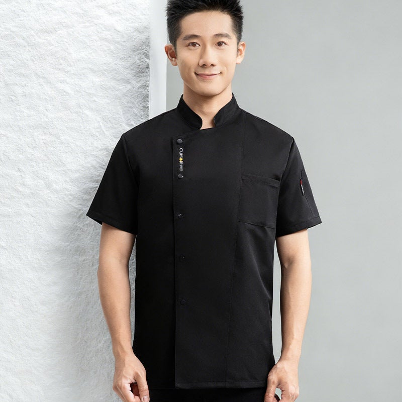Waterproof Autumn Chef Uniform Long-Sleeved Short-Sleeved Atmospheric El Canteen Restaurant Baking Kitchen Kitchen Breathable Men - Image 1