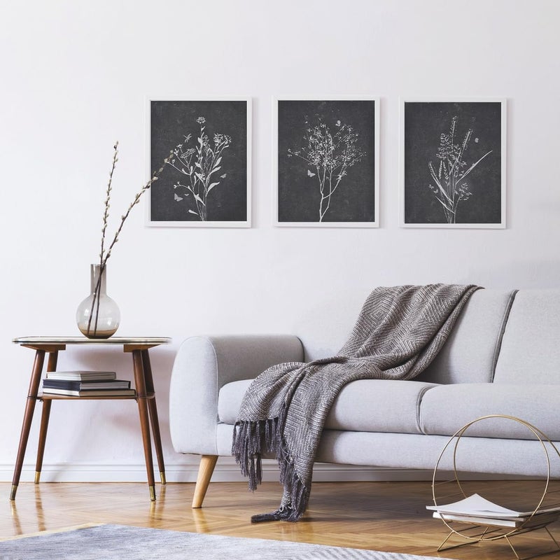 PLKMN PLKMK Vintage Black and White Flower Wall Art Set of 3, Minimalist Botanical Prints, Aesthetic Floral Decor, 8x10 Inch, Unframed - Image 2