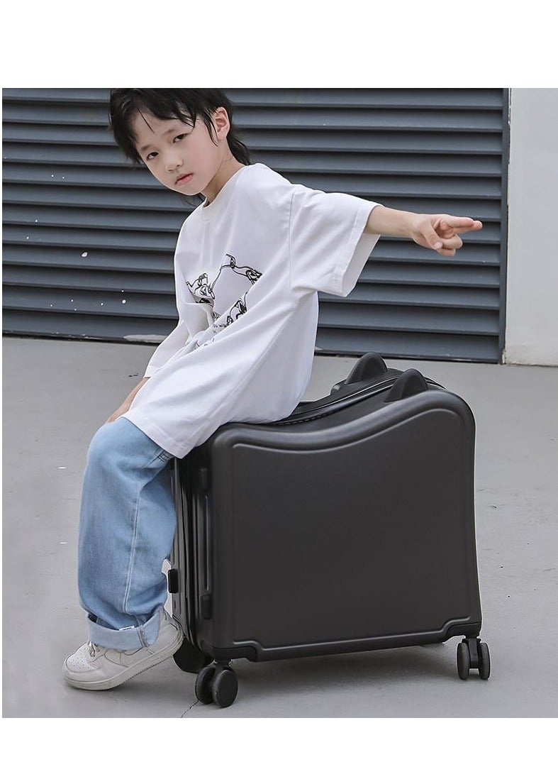 Golden 20" Ride-On Kids Suitcase with Double Spinner Wheels Cute Lightweight Tow-Along Luggage Carry on Hardside Trolly Case with Password Lock for Travel - Image 2