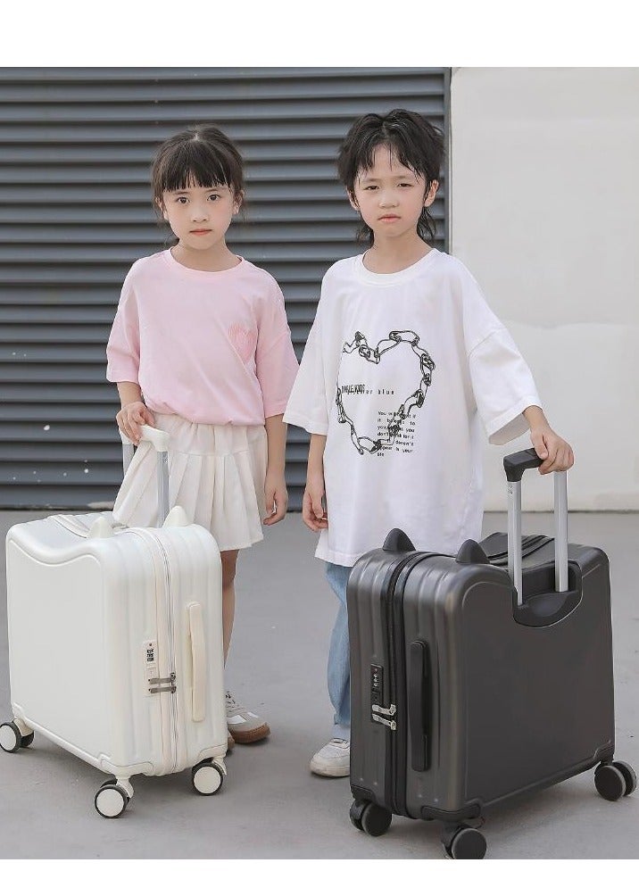Golden 20" Ride-On Kids Suitcase with Double Spinner Wheels Cute Lightweight Tow-Along Luggage Carry on Hardside Trolly Case with Password Lock for Travel - Image 3