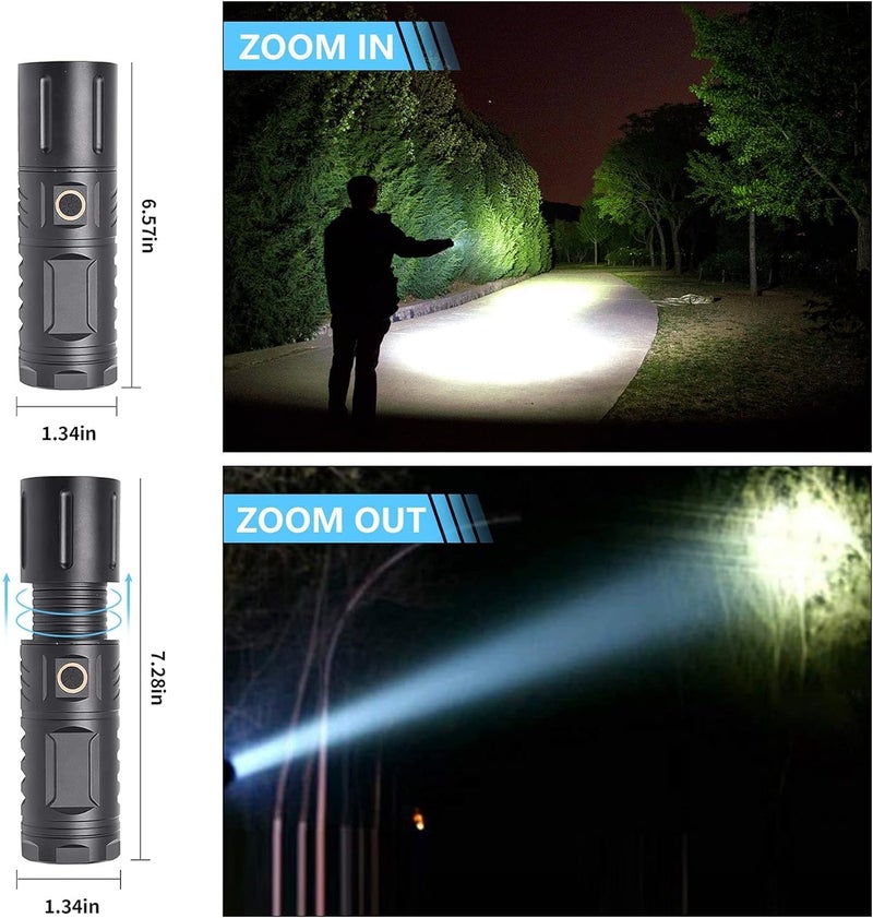 Calyrex Flashlights 200000 High Lumens Super Bright LED Flashlight Multifunctional Rechargeable Tactical Flashlights with 5 Modes Waterproof Powerful Handheld Flashlights for Camping Emergencies - Image 3