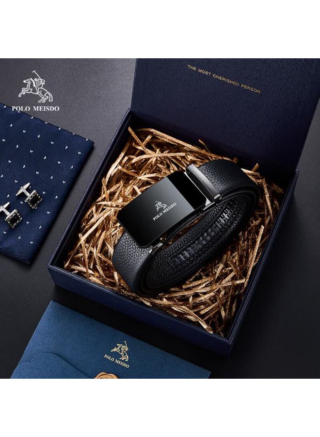Polomeisdo Men's Genuine Leather Automatic Buckle Belt Gift Box Practical New Year Gift For Boyfriend Husband Father - Image 1
