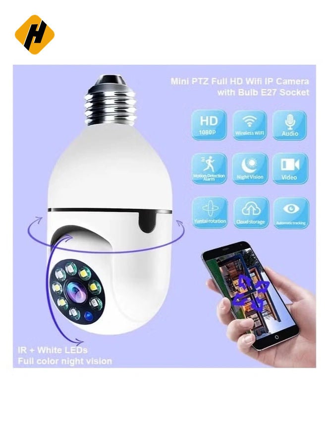 HuHa 2Pcs Light Bulb Security Camera 2.4GHz & 5G WiFi Outdoor, 1080P E27 Light Socket Security Camera, Indoor 360° Home Security Cameras, Full Color Day and Night, Smart Motion Detection  - Image 2