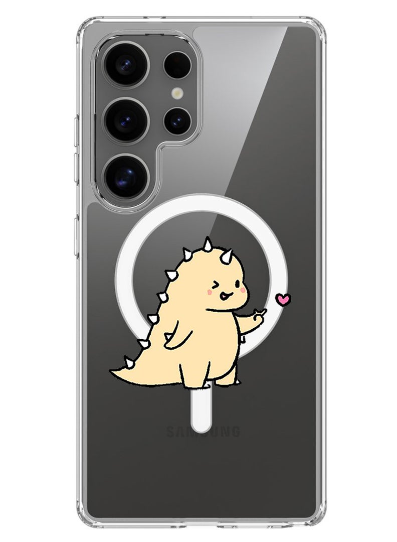 Theodor Magnetic Case for Samsung Galaxy S25 Ultra 6.9-inch Compatible with MagSafe Wireless Charging, Shockproof Phone Bumper Cover Dino love - Image 1