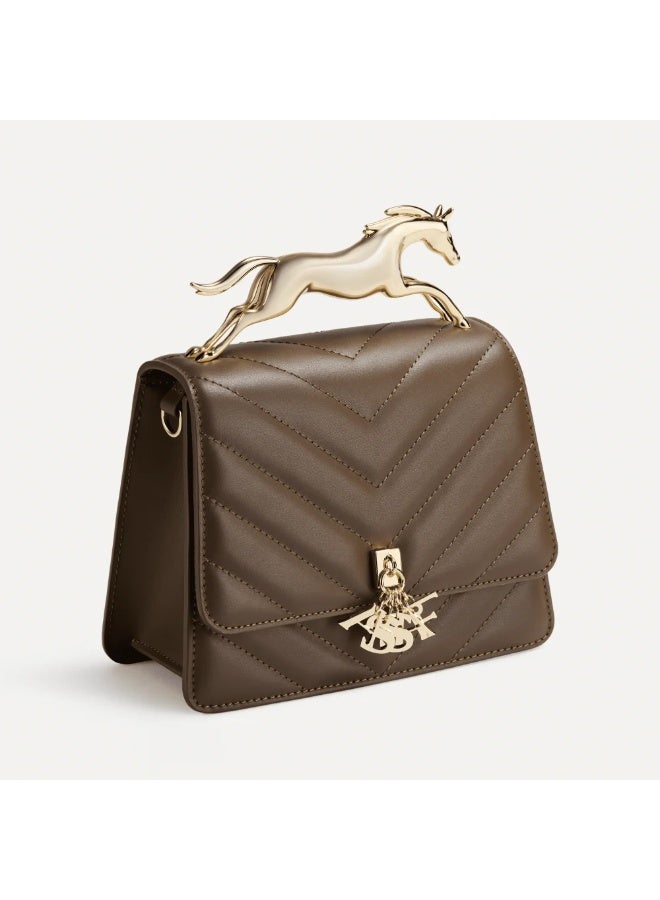 Assaf Promise Gold Women's Handbag - Dark Brown