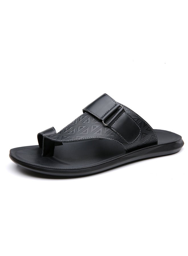 Song Feng Ya Summer New Men's Leather Sandals Plus Size Fashion All-match Simple Youth Men's Beach Shoes Slippers  - Image 2