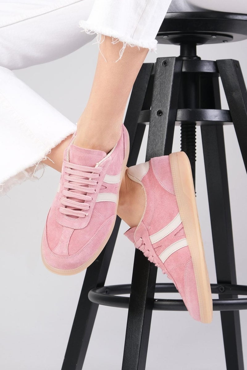 Mio Gusto Valda Suede Powder Color Women's Sneakers - Image 2