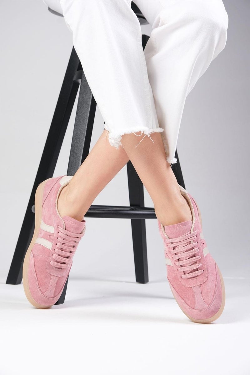 Mio Gusto Valda Suede Powder Color Women's Sneakers - Image 4