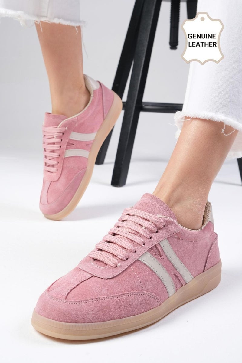 Mio Gusto Valda Suede Powder Color Women's Sneakers - Image 1