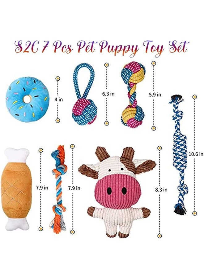 7 Pcs Pet Puppy Toys Gift Set For Small Dogs Cute Squeaky Dog Toys Durable Puppy Teething Toys Rope Toys Puppy Chew Toys - Image 2