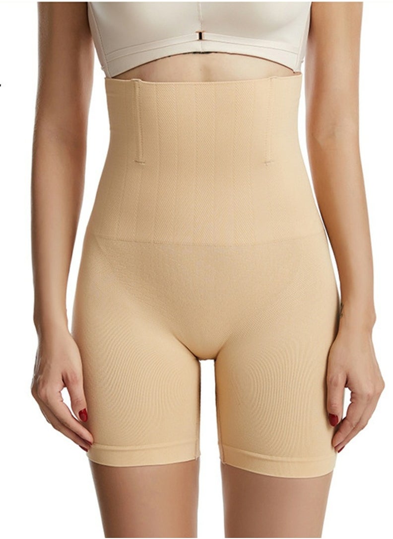 Loquat Womens Body Shaper Tummy Control Underwear Boxer Briefs Solid Color Slim High Waist Hip Lift Shapewear Safety Underpants Beige  - Image 1