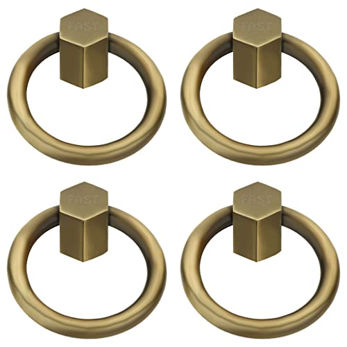 FAST PK05 Brass Antique Chest Pull Handle 35mm Round Kadi for Small Cabinet Furniture Drawer & Door Handles (4) - Image 1