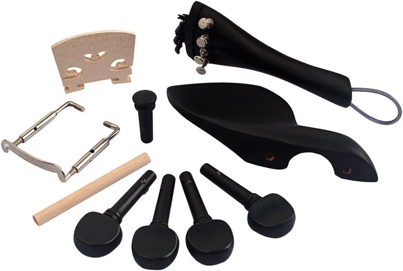 klarako Violin Parts Accessories 4/4 Tuning Pegs&Chinrest&Endpin&Tailpiece&Bridge - Image 1