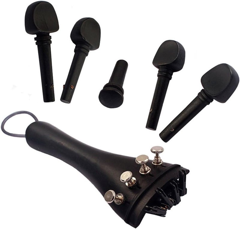 klarako Violin Parts Accessories 4/4 Tuning Pegs&Chinrest&Endpin&Tailpiece&Bridge - Image 2