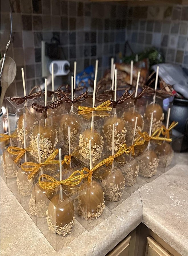 HAKZEON 100-Pack 2x2x2 Inch Clear Candy Apple Boxes with Hole, Transparent PET Plastic Favor Treat Boxes for Caramel Apples, Cake Pops, Chocolates, Cookies, Holiday Gifting - Image 5