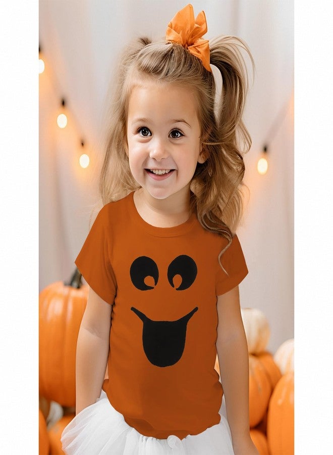 KEKEMI Toddler Boy Girl Halloween Shirt Funny Ghost Face T-Shirt Happy Spooky Season Outfit Cute Short Sleeve Tees Fall Tops(Orange,18-24Months) - Image 3