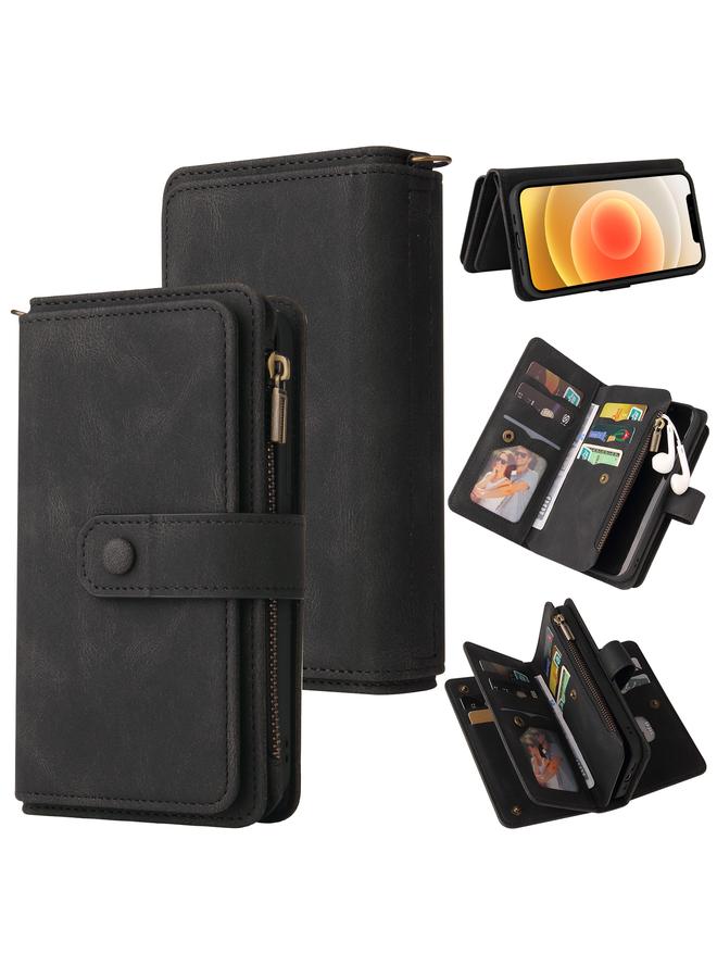 Zaboon Case For iPhone 12 / 12 Pro Skin Feel PU + TPU Horizontal Flip Leather Case with Holder & 15 Cards Slot & Wallet & Zipper Pocket & Lanyard - Image 1
