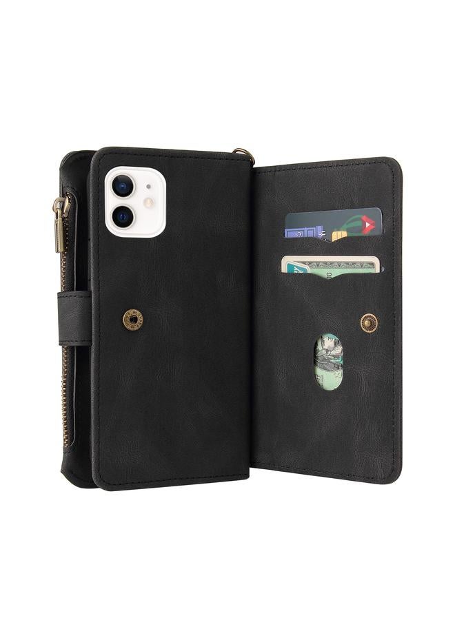Zaboon Case For iPhone 12 / 12 Pro Skin Feel PU + TPU Horizontal Flip Leather Case with Holder & 15 Cards Slot & Wallet & Zipper Pocket & Lanyard - Image 5