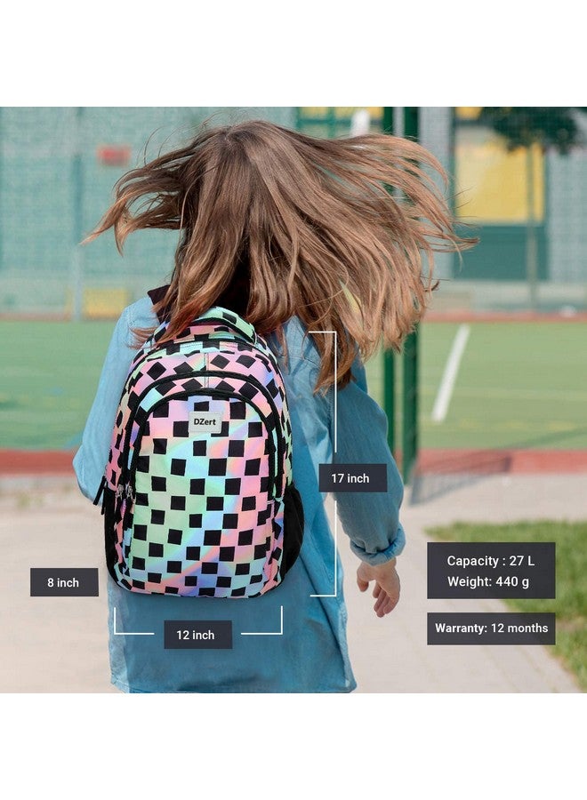DZert Multi Square Stylish Fashion Ladies Backpack, School Bag for Girls, Backpack for Women, Water Resistant College Backpacks for Girls 27L - Image 5