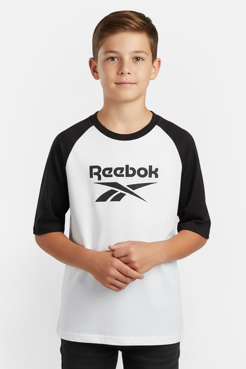 Reebok Kids Boy Crew Neck Short Sleeve Outdoor T-Shirt, White - Image 1