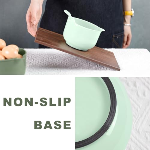 BoxedHome 4 Pack Nesting Mixing Bowl with Pour Spout and Handle, BPA free Microwave & Dishwasher Safe(Green/Blue, 4 Pack with Handle) - Image 5