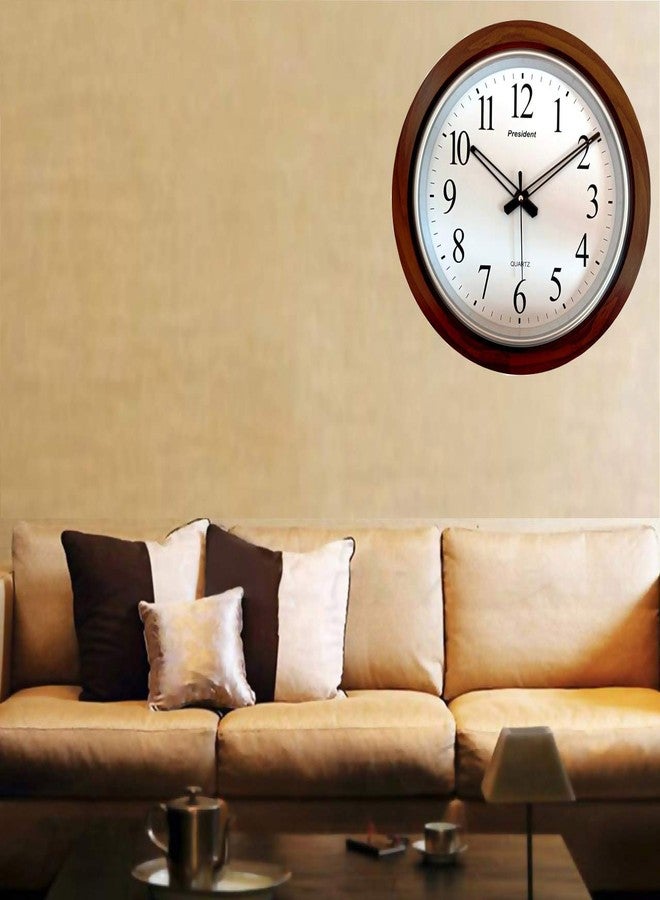 President Wooden Look Plastic Round Fancy Big Size Latest Antique Design Ticking Movement Nautical Wall Clock - Frame 18-inch for Home - Wood Finish - Image 1