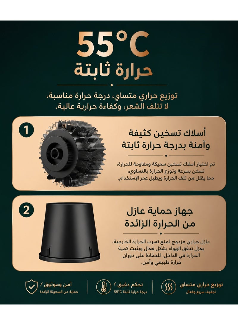 فرشاة مجفف شعر أيوني 5 في 1 بقوة 900 واط – جهاز تصفيف هواء ساخن متعدد الوظائف بتقنية الأيونات السالبة مع 3 ملحقات للتجفيف السريع، تقليل الهيشان، التجعيد، التمليس وإضافة الحجم - Image 4