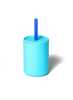 Avanchy ® Silicone Baby Cup With Straw Lid Sippy Cups For Toddler Kids Baby Led Weaning 5 Ounce 6 Months Old Babies Blue  - Image 1