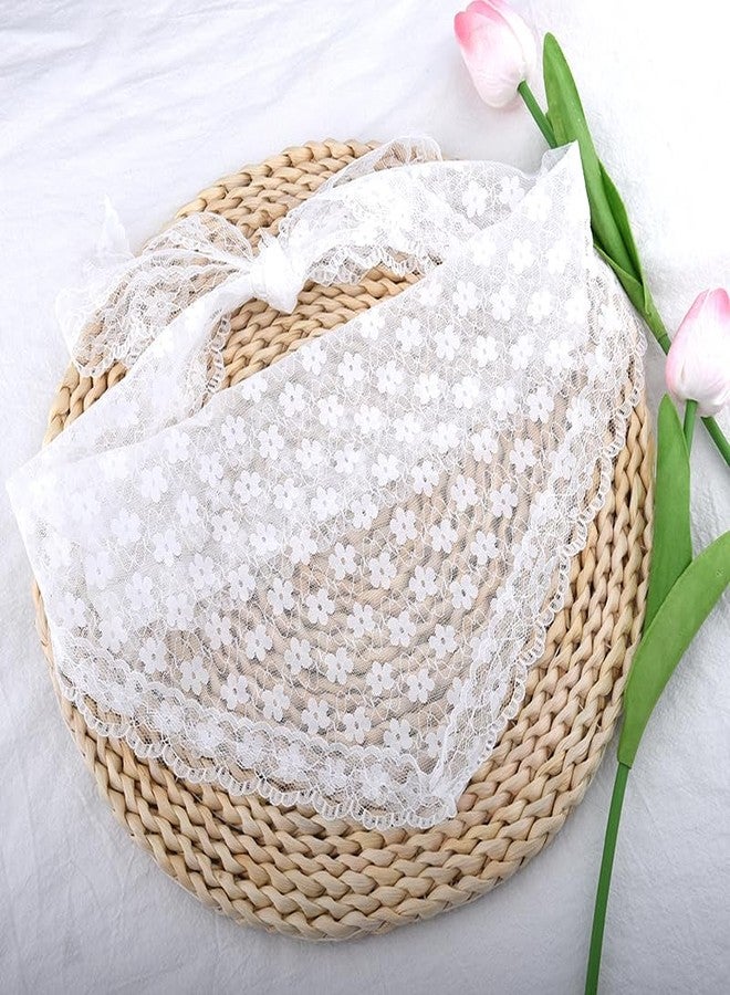 وشاح رأس دانتيل من ياوزيو للنساء والفتيات، طوق رأس بوهيمي مزين بالزهور، باندانا، وشاح شعر مثلث أبيض، وشاح رأس من الدانتيل والحرير، وشاح شعر محبوك عتيق للشعر الطويل والقصير، إكسسوارات - Image 5