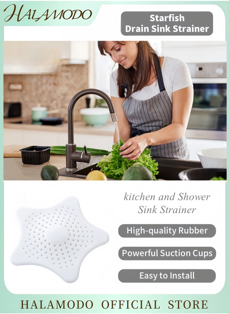 Generic Premium Starfish Shaped Drain Hair Catcher Silicone Drain Strainer Anti Clog Drain Cover for Bathroom Kitchen Bathtub Sink Shower Anti Slip Suction Cup Filter  - Image 1