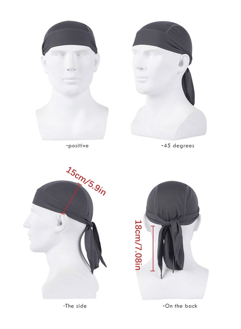 2 Pack Head Wraps Cycling Beanie Caps Dew Rag Skull Caps Pirate Hats Helmet Liner Bandana Head Wrap Doo Rags For Men Women(Black,White)  - Image 3