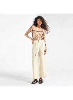 FAV Solid Cargo Pants with Pockets  - Image 2