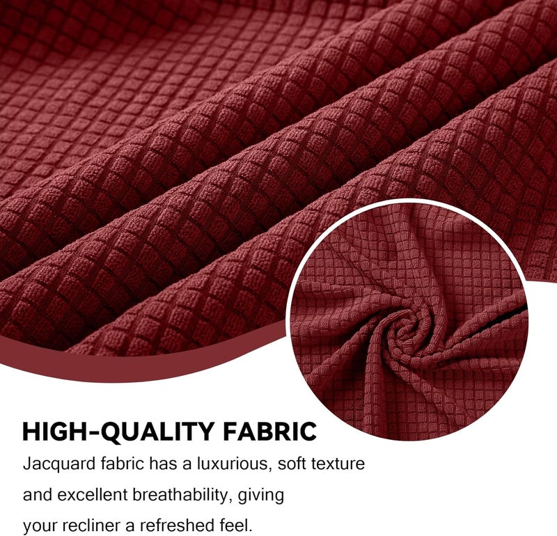 Cupuamon Recliner Chair Covers,Lazy Boy Recliner Covers Stretch Reclining Covers 1 Piece Furniture Protector with Elastic Bottom for Dog,Kids-Dark Red - Image 3