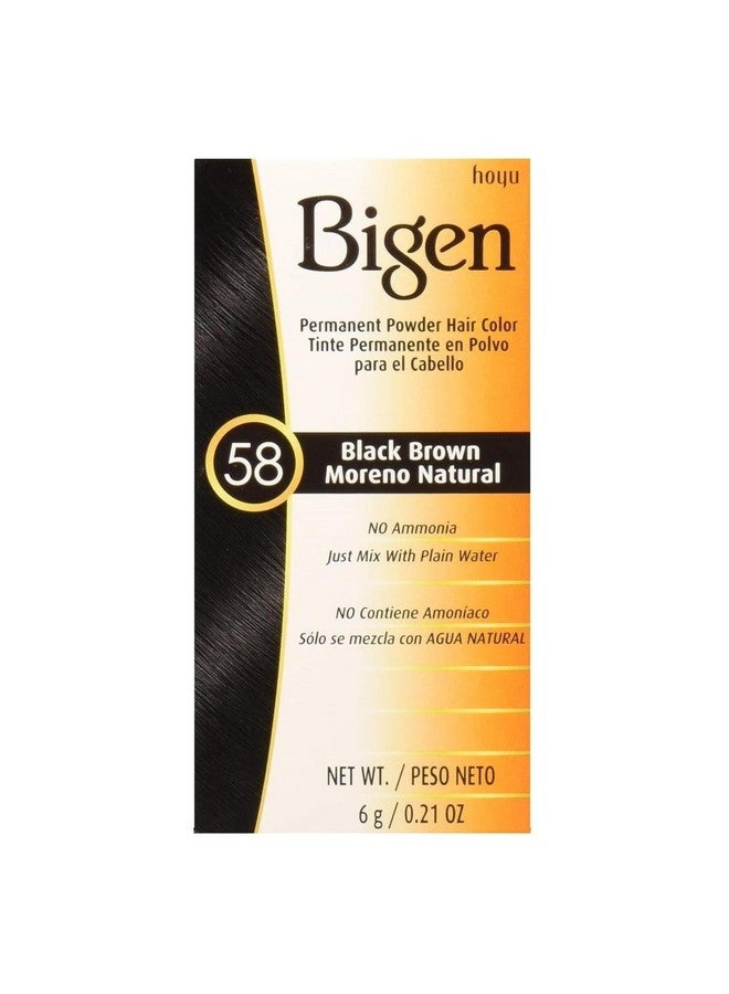 Bigen Powder Hair Color 58 Black Brown 0.21Oz (6 Pack) - Image 1