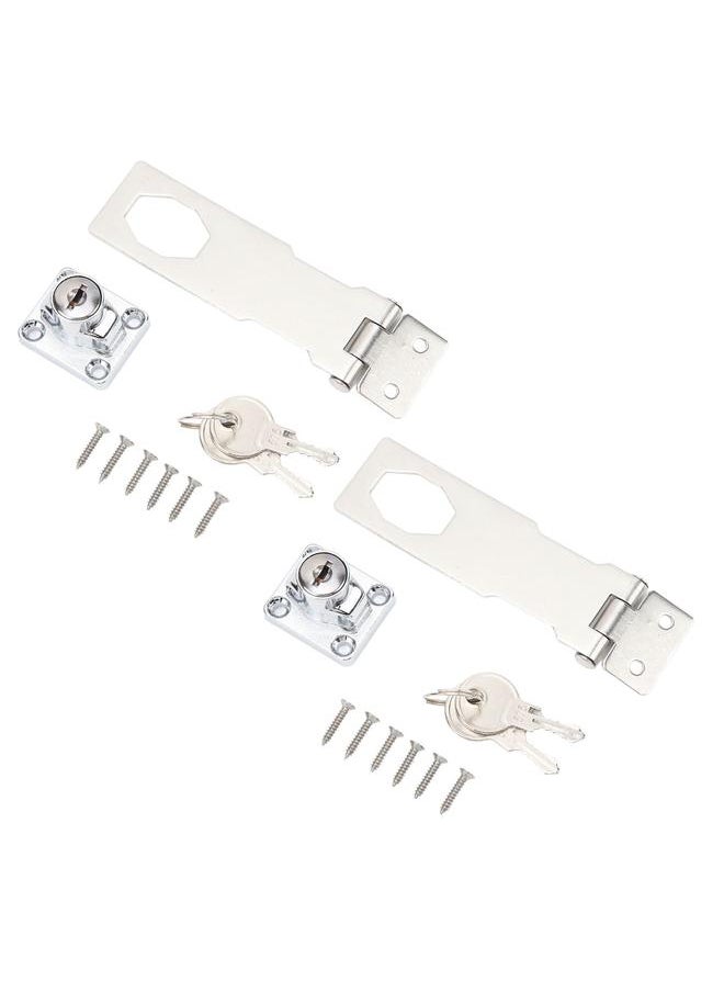 Thoraya 2PCS Keyed Hasp Locks 201 Stainless Steel Zinc Alloy Twist Knob Catch Latch Safety Lock for Cabinets Doors Silver  - Image 2