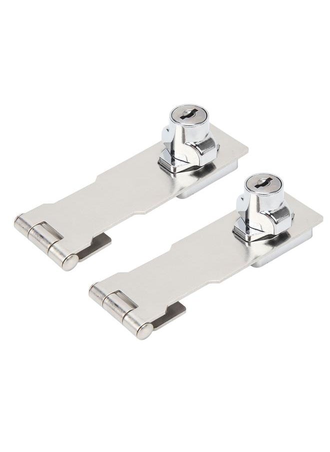 Thoraya 2PCS Keyed Hasp Locks 201 Stainless Steel Zinc Alloy Twist Knob Catch Latch Safety Lock for Cabinets Doors Silver  - Image 5