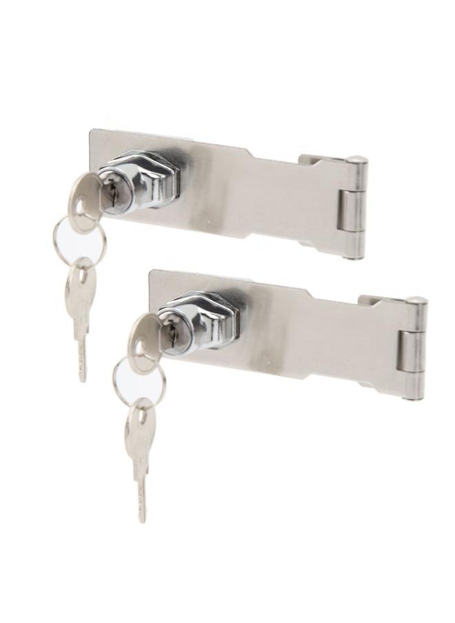Thoraya 2PCS Keyed Hasp Locks 201 Stainless Steel Zinc Alloy Twist Knob Catch Latch Safety Lock for Cabinets Doors Silver  - Image 4