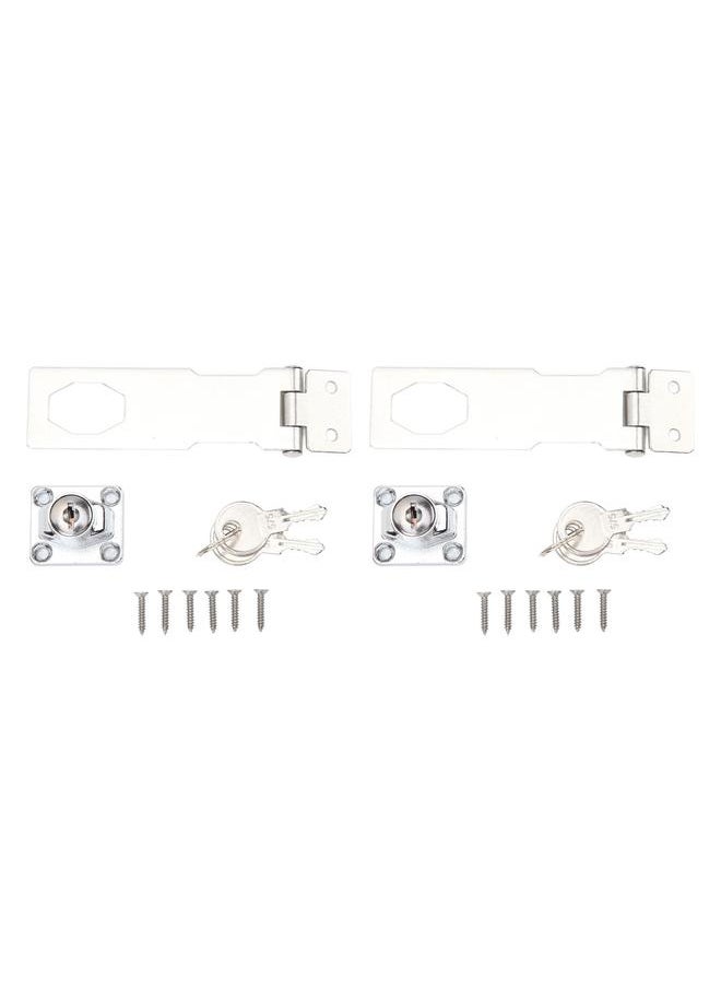 Thoraya 2PCS Keyed Hasp Locks 201 Stainless Steel Zinc Alloy Twist Knob Catch Latch Safety Lock for Cabinets Doors Silver  - Image 1
