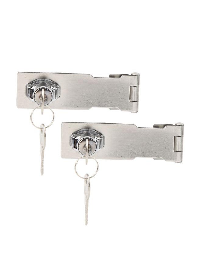 Thoraya 2PCS Keyed Hasp Locks 201 Stainless Steel Zinc Alloy Twist Knob Catch Latch Safety Lock for Cabinets Doors Silver  - Image 3