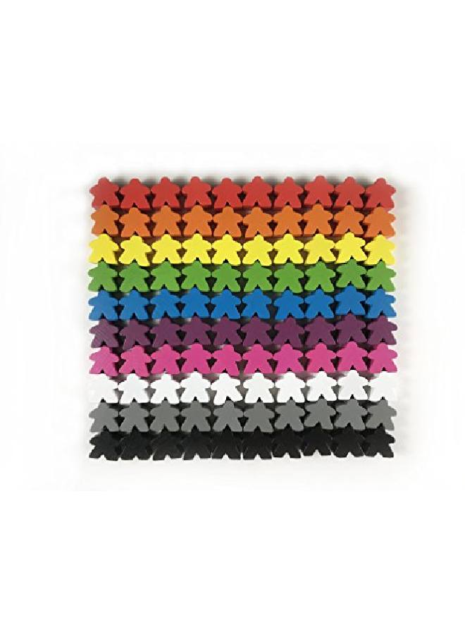 Apostrophe Games 100 Wooden Meeples Family Games Accessories Multicolor Board Game Tokens Ideal For Sorting, Counting, Classrooms, Replacement Pieces - Image 1