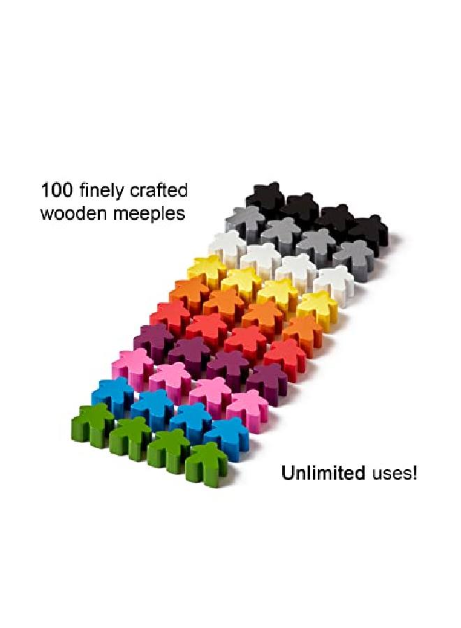 Apostrophe Games 100 Wooden Meeples Family Games Accessories Multicolor Board Game Tokens Ideal For Sorting, Counting, Classrooms, Replacement Pieces - Image 3