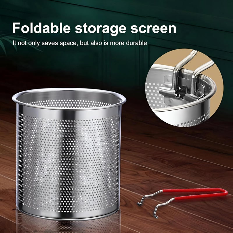 Multipurpose Cooking Pot - Stainless steel deep fryer with built-in strainer, 1200ml capacity, heat-safe handles for versatile kitchen cooking. - Image 5