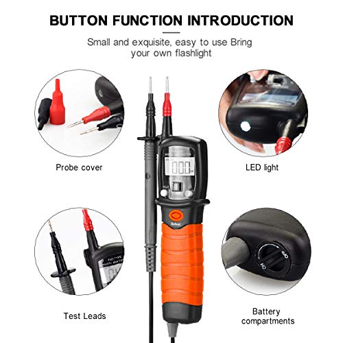 BTMETER Digital Pen Multimeter AC DC 600V Voltmeter, 60M Ohm Resistance Meter, with Backlit Screen, Continuity Test Auto Power Off Electric DMM Tester BT-38B - Image 3