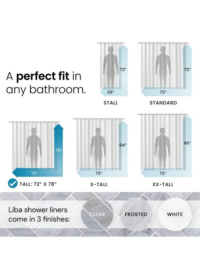 LiBa Bathroom Shower Curtain - Waterproof Plastic Shower Curtain Premium PEVA Non-Toxic with Rust Proof Grommets Frosted 8G Heavy Duty Bathroom Accessories 72x78 - Image 2