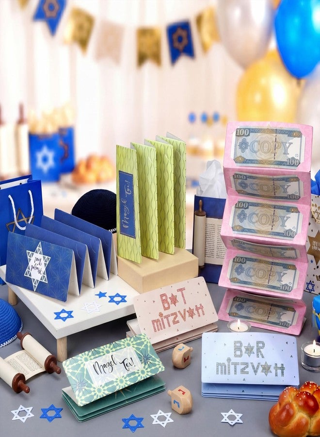 Bulyoou 6 Pcs Bar Mitzvah Surprise Money Holder with Envelopes 6.88x2.95" Jews Bat Bar Barmitzvah Money Cash Present Birthday Gift Check Holder Party Favor 6 Festive Designs with 10 Slots - Image 2