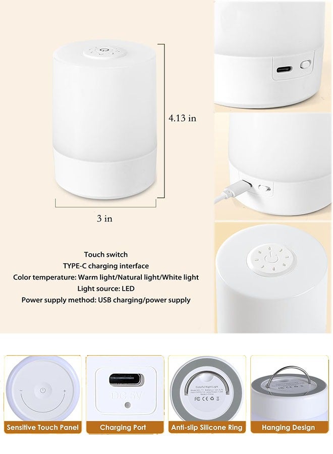 Touch Night Light for Baby Nursery, Small Cordless Lamp, Dimmable Portable Rechargeable Battery Operated Night Light, Wireless Bedside Mini Lamp for Bedroom, Bathroom - Image 2